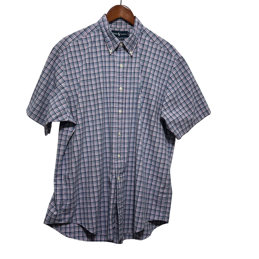 Ralph Lauren Mens Preppy Plaid Shirt XL Purple Classic Fit Button Up Resort‎